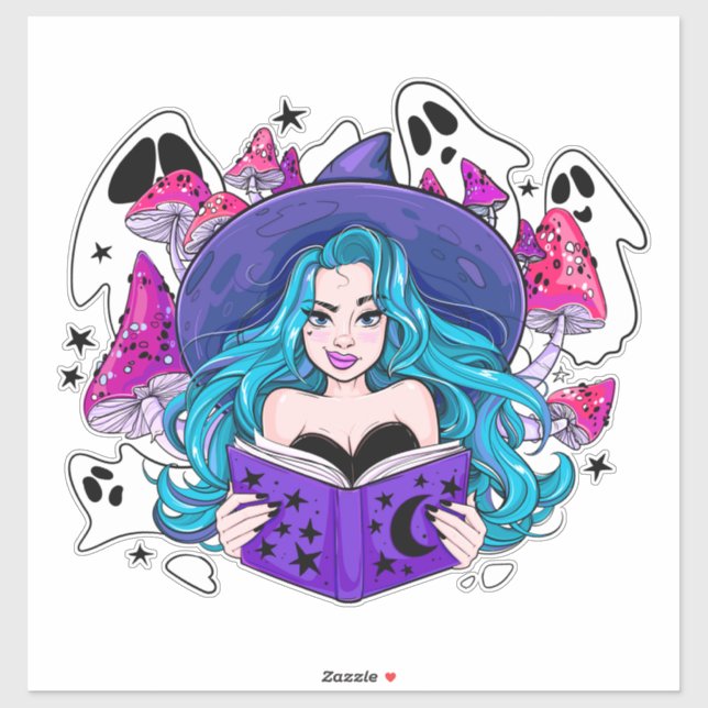 Pegatina Bruja y fantasma (Hoja)