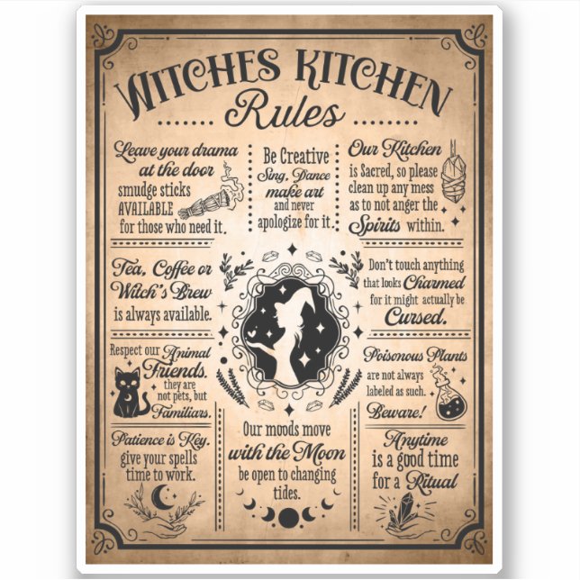 Pegatina Brujas Kitchen Rules Vintage Halloween (Anverso)