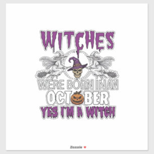 Pegatina Brujas Octubre Halloween Cráneo Sombrero de Bruja