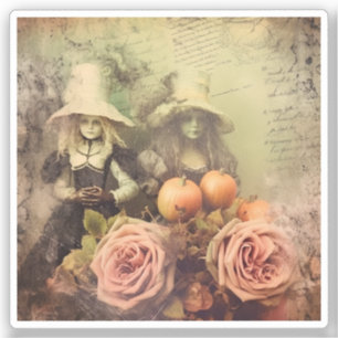 Pegatina Brujería de Halloween vintage (1)