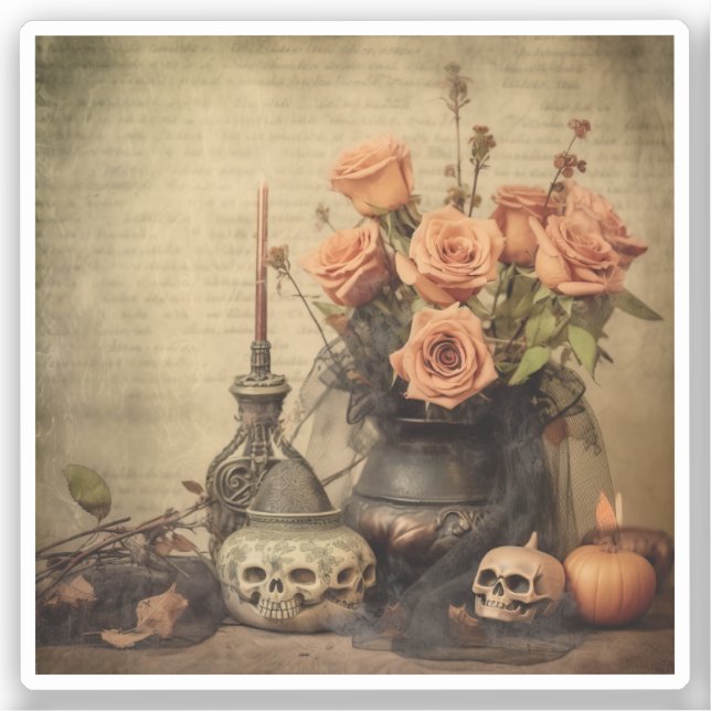 Pegatina Brujería de Halloween vintage (4) (Anverso)