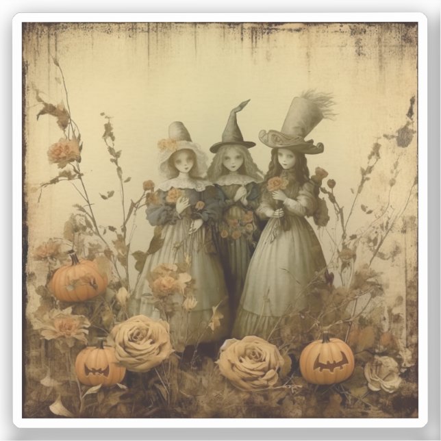 Pegatina Brujería de Halloween vintage (5) (Anverso)