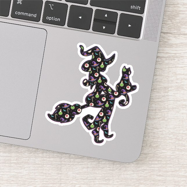 Pegatina Brujería Y Gato, Halloween (Detalle)