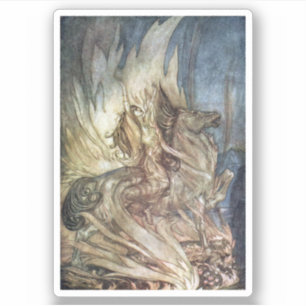 Pegatina Brünnhilde y la pira funeraria de Siegfried