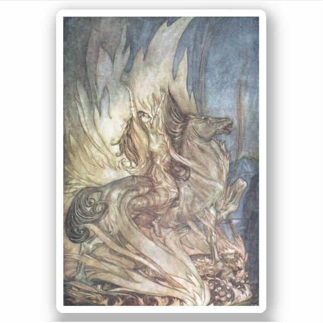 Pegatina Brünnhilde y la pira funeraria de Siegfried (Anverso)