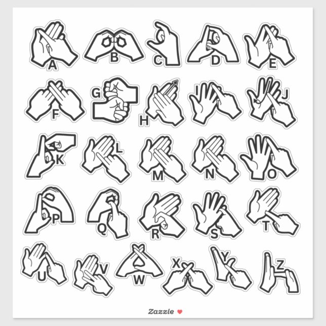 Pegatina BSL/Auslan Alphabet Sticker – Visual Learning Aid (Hoja)