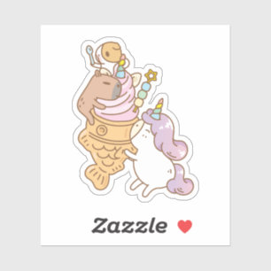 Pegatina Bubu and Moonch, icecream de Unicorn Taiyaki