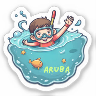 Pegatina Buceo en aruba niño pequeño