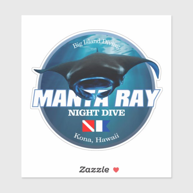 Pegatina Buceo nocturno de Kona (DD2) (Hoja)