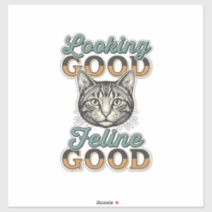 Pegatina Buen aspecto Felino Bueno Diseño de gato vintage_1