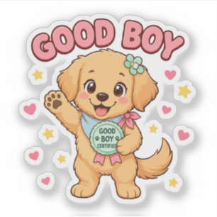 Pegatina Buen Chico Golden Retriever Certificado
