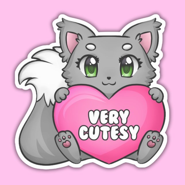 Pegatina Buen Gatito Con Corazón, Muy Cortesía Pegatina. (Subido por el creador)