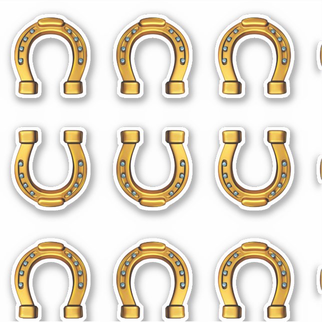 Pegatina Buena suerte afortunada herradura dorada conjunto  (Anverso)