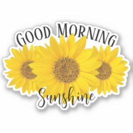 Pegatina Buenos días Contorno de girasoles Sunshine