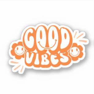 Pegatina Buenos Vibes estéticos naranja