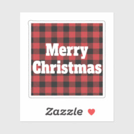 Pegatina Buffalo Plaid Merry Christmas Rustic Holiday