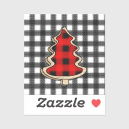 Pegatina Buffalo Plaid, Red Gingham Christmas Trees