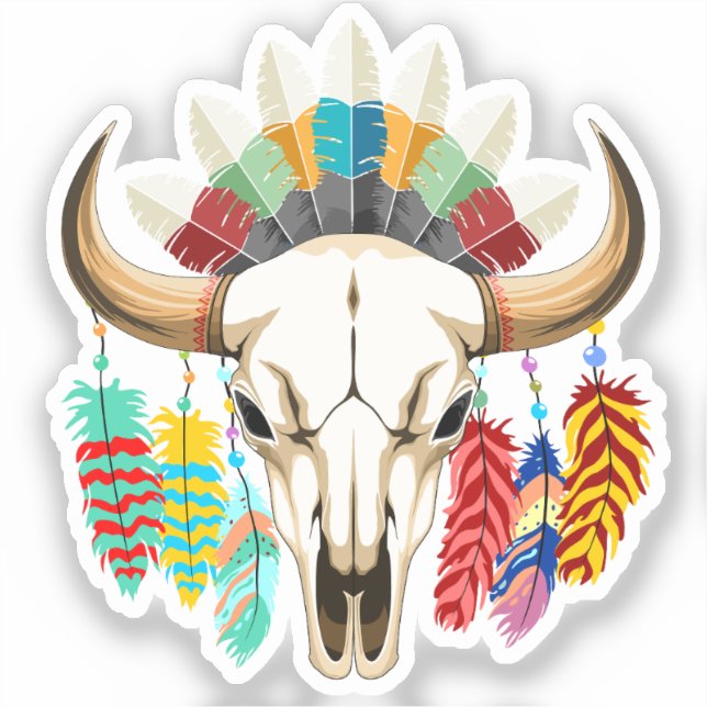 Pegatina Buffalo Skull Native American Emblem (Anverso)