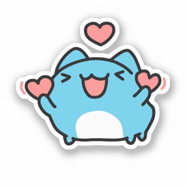Pegatina BugCat Capoo cat, Kawaii Comic Cat love (Anverso)