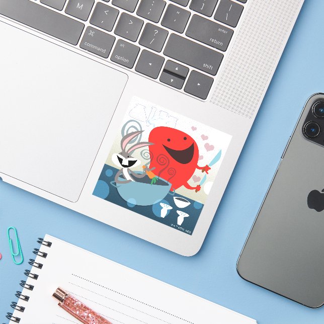 Pegatina BUGS BUNNY™ y Gossamer Whimsical Meal Prep (Ordenado portátil con iPhone)