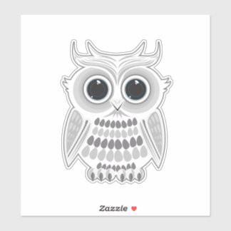 Pegatina Búho Blanco Adorable Ojos Grandes Arte Kawaii Bosq