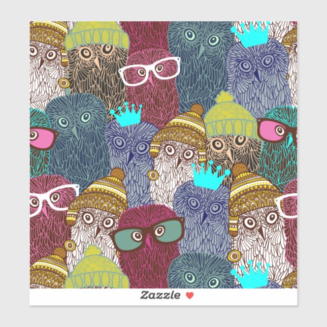 Pegatina Búho en la corona (Hoja)