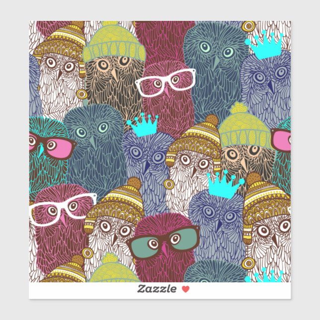 Pegatina Búho en la corona (Hoja)