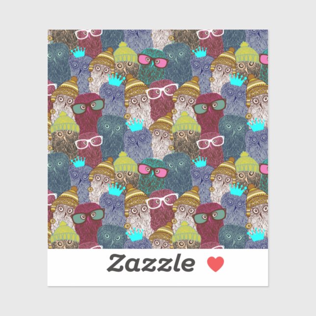 Pegatina Búho en la corona (Hoja)