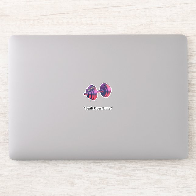 Pegatina Built Over Time Motivational Dumbbell Custom-Cut V (Computadora)