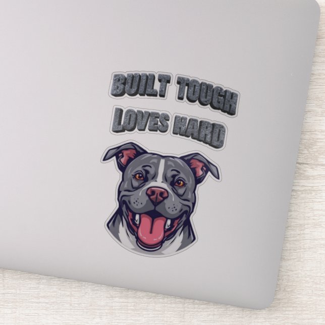 Pegatina Built Tough Pit Bull - Bully Dog Lover Graphic Art (Detalle)