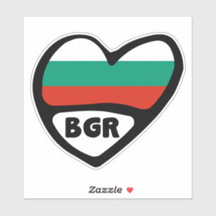 Pegatina Bulgaria Código de país Corazón de bandera, BGR
