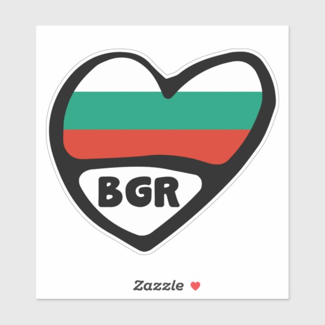 Pegatina Bulgaria Código de país Corazón de bandera, BGR (Hoja)