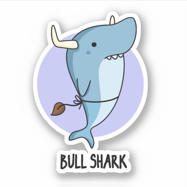 Pegatina Bull Shark divertido animal tiburón Pun (Anverso)