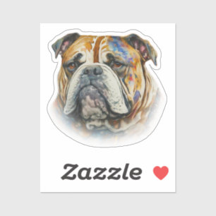 Pegatina Bulldog acuarela