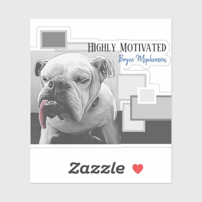 Pegatina Bulldog altamente motivado (Hoja)
