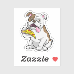 Pegatina Bulldog con pedazo de pizza