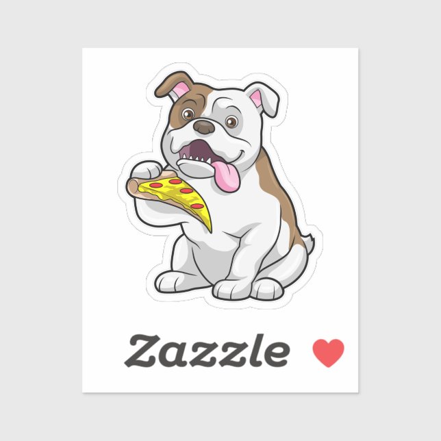 Pegatina Bulldog con pedazo de pizza (Hoja)