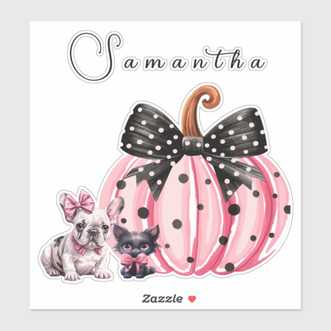 Pegatina Bulldog de Halloween Besos Franceses Cita de gato  (Hoja)