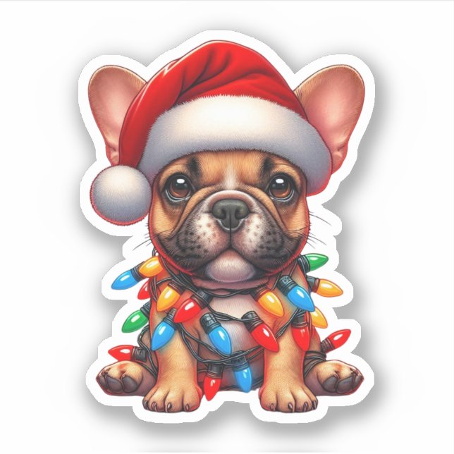 Pegatina Bulldog francés de Navidades hábiles (Anverso)