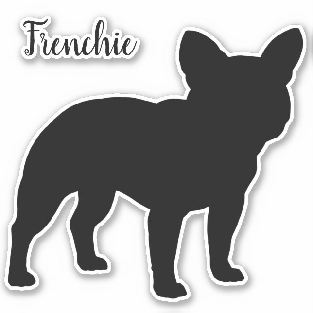 Pegatina Bulldog francés Frenchie Silhouette Cute Perro Raz (Anverso)