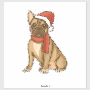 Pegatina Bulldog francés Santa Hat - Navidades divertidos