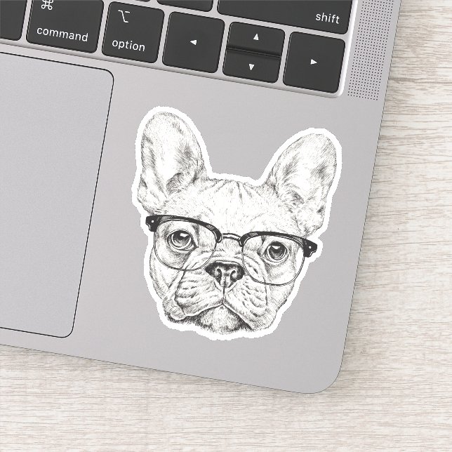 Pegatina Bulldog Hipster (Detalle)