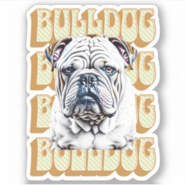 Pegatina Bulldog inglés con fuente retro