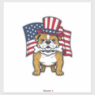 Pegatina Bulldog Patriótico Con Diseño De Vector De Bandera