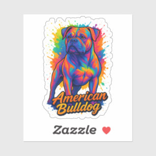Pegatina Bulldog Pop Art American - Perro neón vibrante