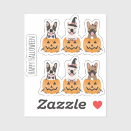 Pegatina Bulldoges franceses felices Halloween