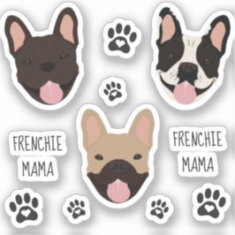 Pegatina Bulldoges franceses Frenchie Mama Paw Print