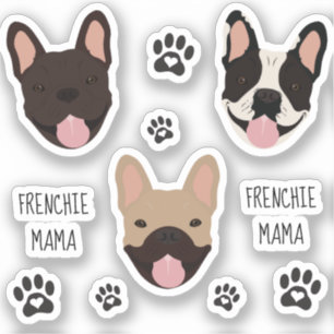 Pegatina Bulldoges franceses Frenchie Mama Paw Print