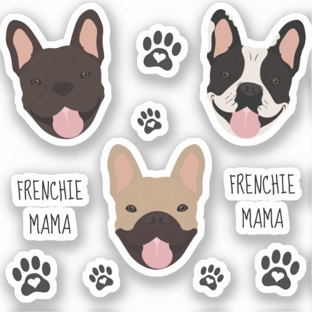 Pegatina Bulldoges franceses Frenchie Mama Paw Print (Anverso)