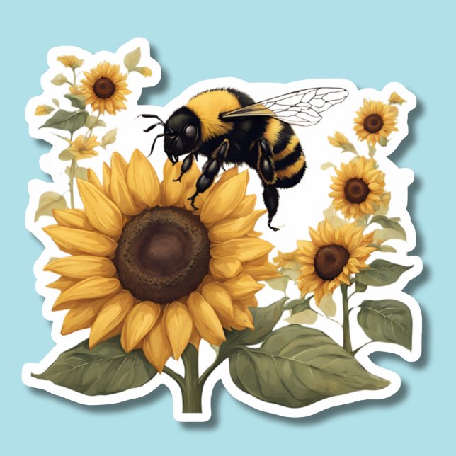 Pegatina Bumblebee y Sunflower impermeable (Subido por el creador)